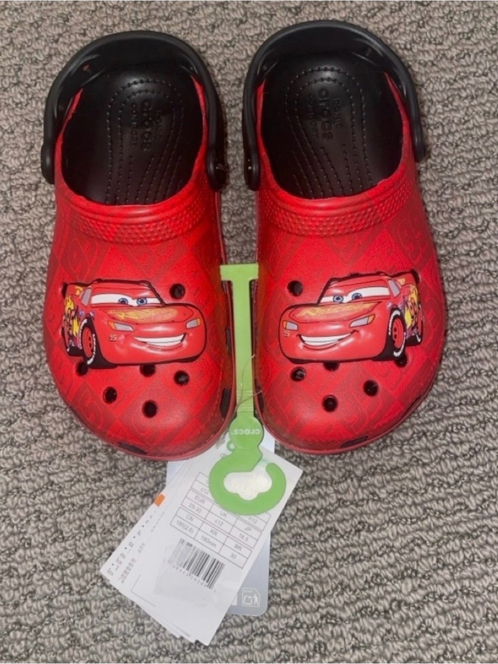 CROCS Kids Red Lightning McQueen Clog Slip-Ons toddler 12